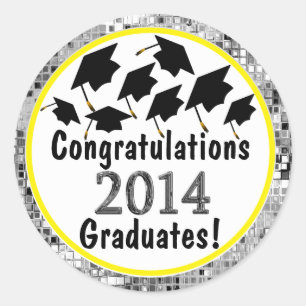 Congratulations 2014 Graduation Flying Caps Classic Round Sticker