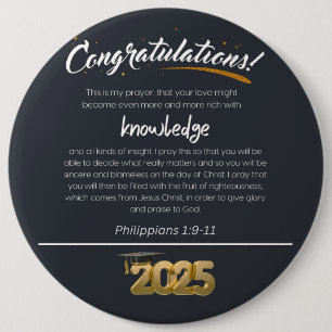 Congratulations 2025 Philippians 1:9-11 Christian 6 Inch Round Button