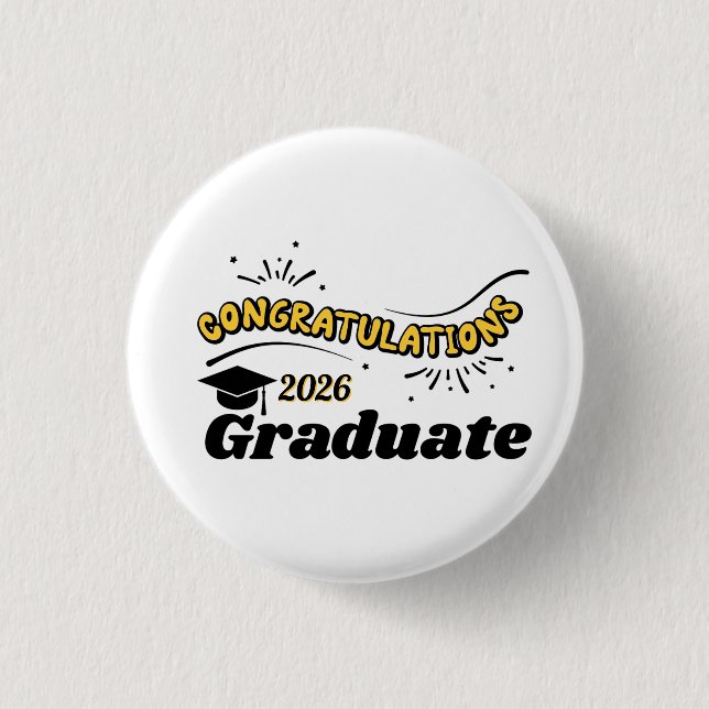 Congratulations 2026 Graduate 1 Inch Round Button (Front)