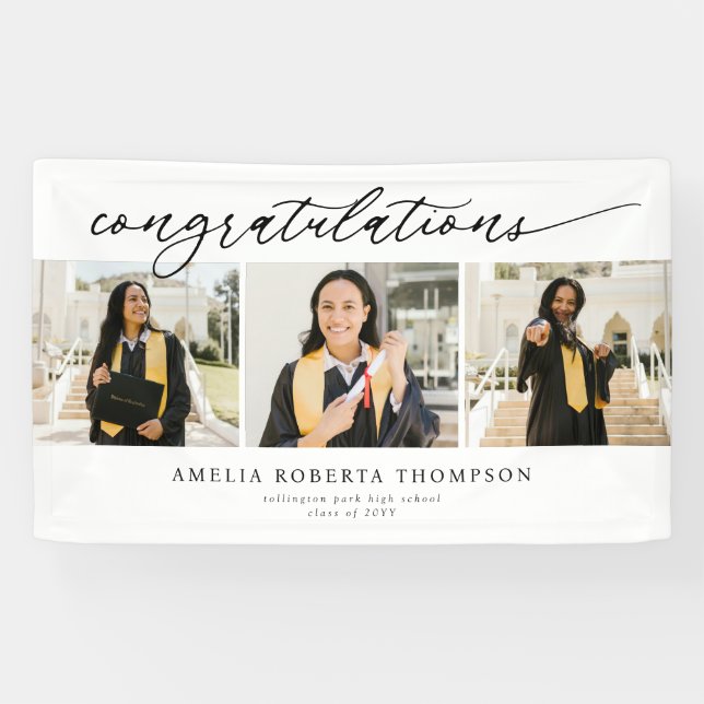 Congratulations 3 Photo Graduation Banner (Horizontal)