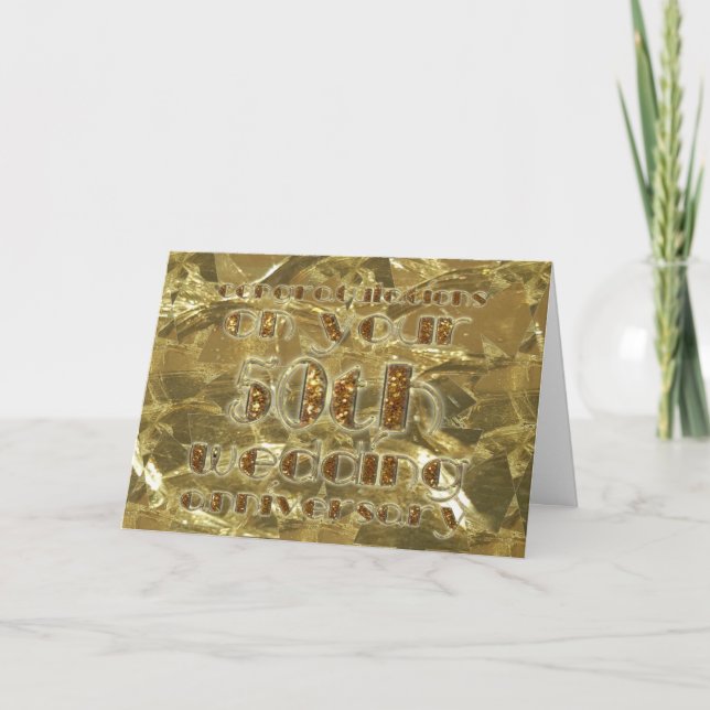 Congratulations 50th Wedding Anniversary Gold Card (Front)