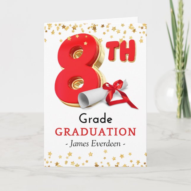 Congratulations 8th Grade Graduation Balloon Card (Front)