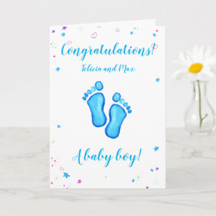 Congratulations a baby boy customizable names card