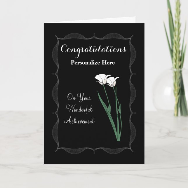 Congratulations / Achievement - White Flowers Card (Front)