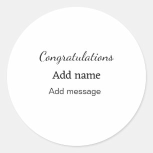 Congratulations add name message simple graduate classic round sticker