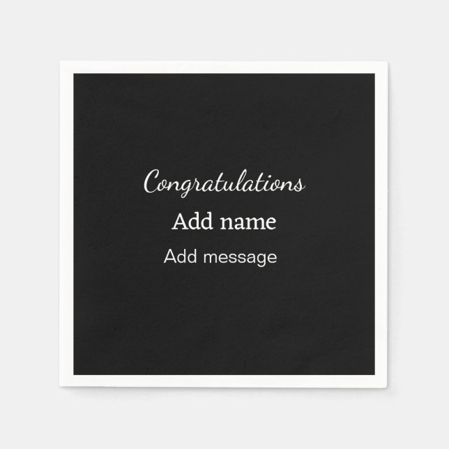 Congratulations add name message simple graduate  napkin (Front)