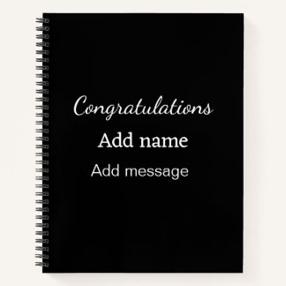 Congratulations add name message simple graduate  notebook