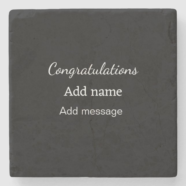 Congratulations add name message simple graduate  stone coaster (Front)