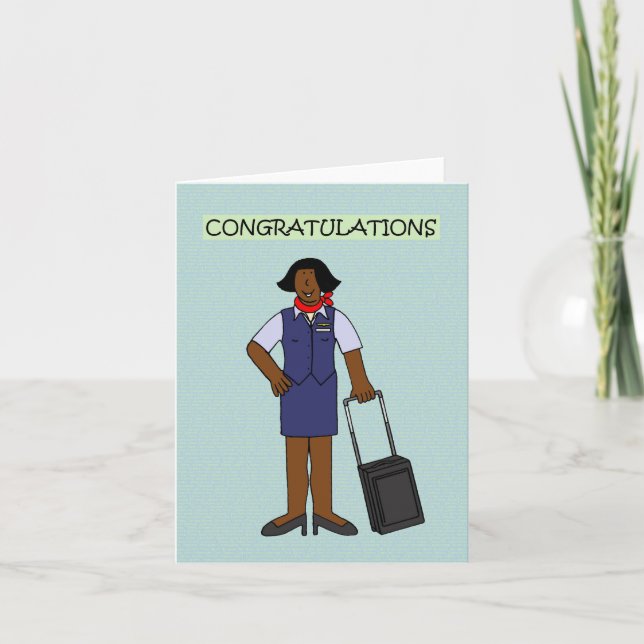 Congratulations African American Flight Attendant Card (Front)