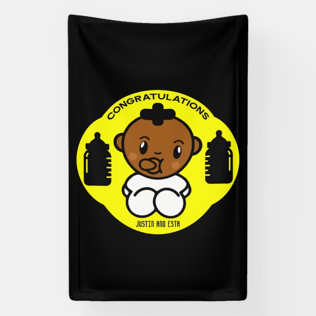 Congratulations Afro American New Parents  Banner (Vertical)