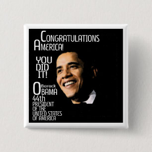 CONGRATULATIONS AMERICA 2 INCH SQUARE BUTTON