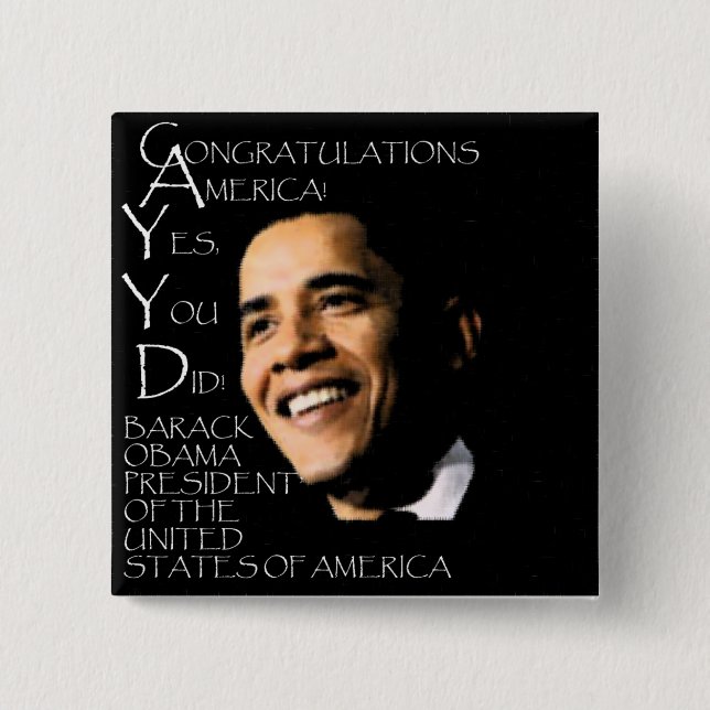 CONGRATULATIONS AMERICA 2 INCH SQUARE BUTTON (Front)