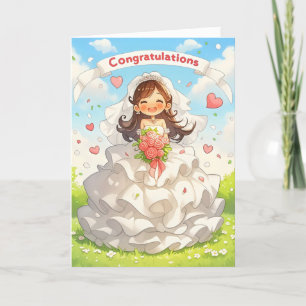 Congratulations Anime Bride Wedding Happy Holiday Card