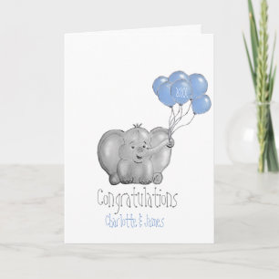 Congratulations baby boy elephant card