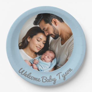 Congratulations Baby Boy Paper Plate – Custom Name