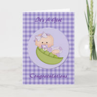 Congratulations Baby Girl in a Pod Purple