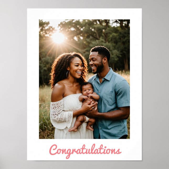 congratulations baby girl sip and see custom pink poster (Front)