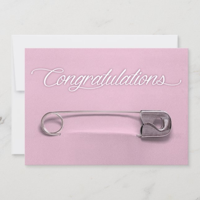 Congratulations Baby Safety Pin Card (Front)
