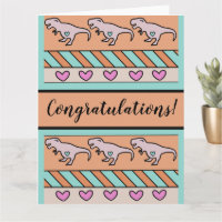 Congratulations Baby Shower T-Rex Heart Pattern 