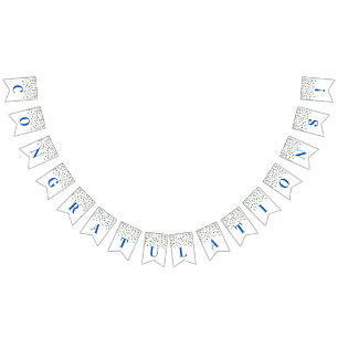 Congratulations Banner Dark Blue Gold Confetti