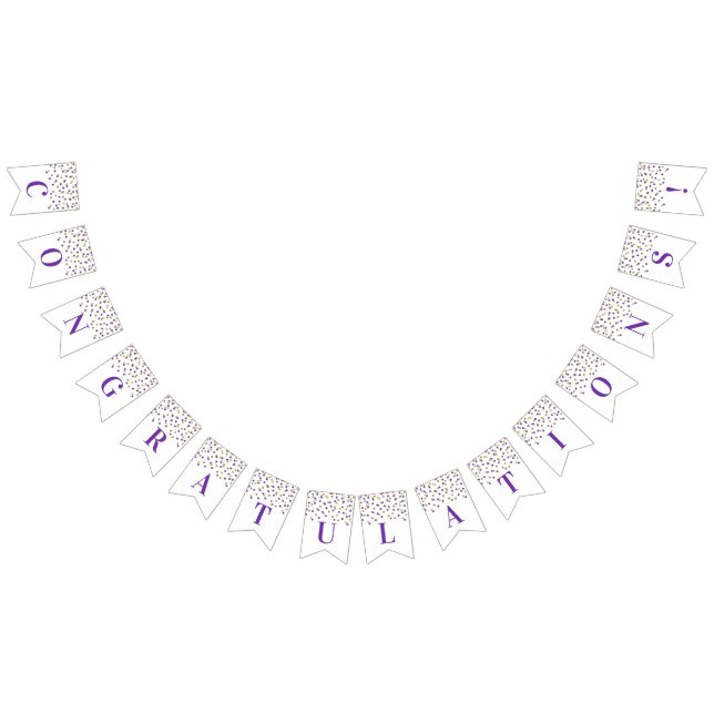 Congratulations Banner Purple Gold Confetti (All)