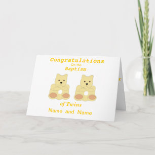 Congratulations Baptism Twins add names Card