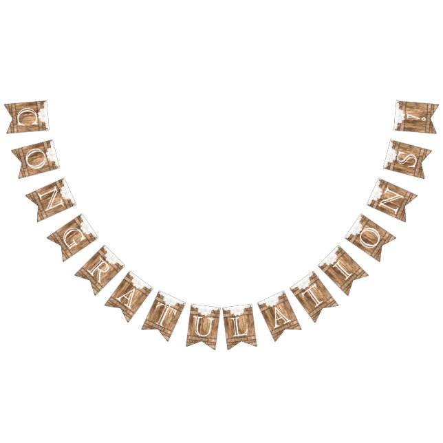 Congratulations - Barnwood and Lace Bunting Flags (All)