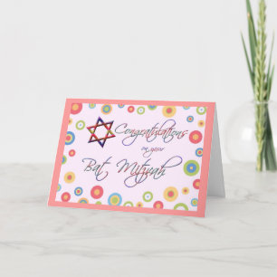 Congratulations/Bat Mitzvah-Colourful Star of Card