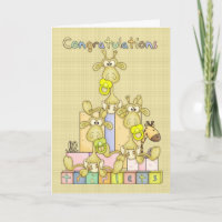 Congratulations Birth Of Triplets Greeting Card