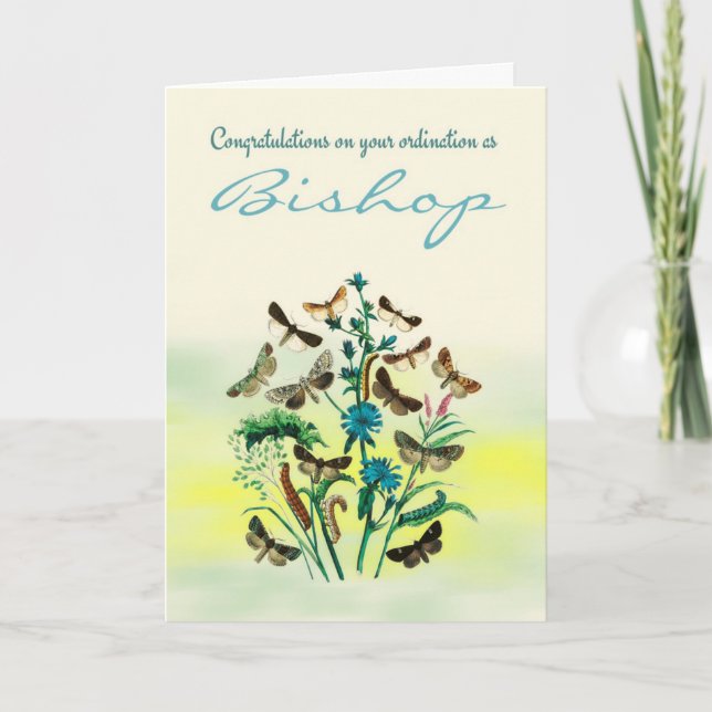 Congratulations Bishop Ordination With Butterflies Card (Front)