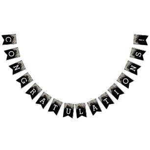 Congratulations Black and Gold Bunting Flags