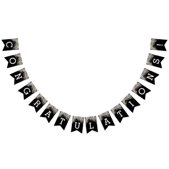 Congratulations Black and Gold Bunting Flags (All)