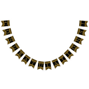 Congratulations - Black and Gold Bunting Flags
