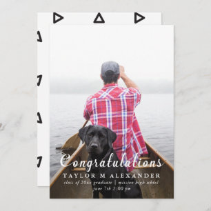 Congratulations Black and White Geometric Pattern Announcement