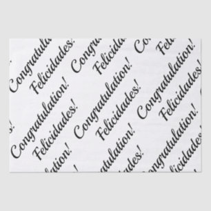 Congratulations Black & White Bilingual text Tissue Paper