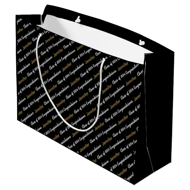 Congratulations Black White Gold Class of 2024 Large Gift Bag (Back Angled)