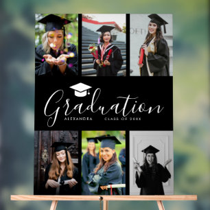 Congratulations Black White Graduation 6 Photo Acrylic Sign