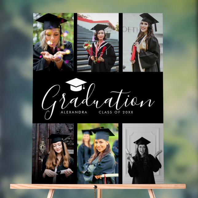  Congratulations Black White Graduation 6 Photo  Acrylic Sign (Neutral)