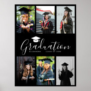  Congratulations Black White Graduation 6 Photo  Poster