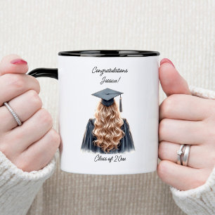 Congratulations Blonde Female Graduate in Black Mug