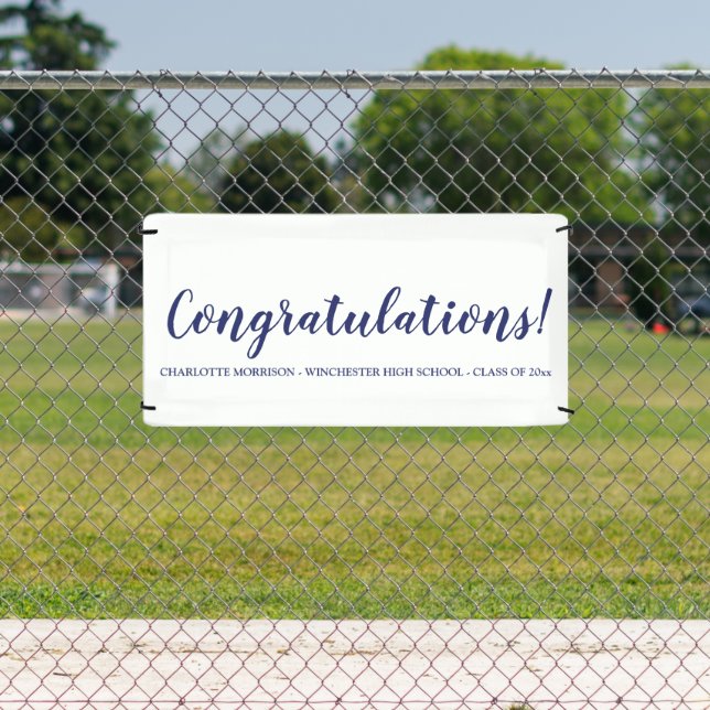 Congratulations blue custom script graduation banner (Insitu)
