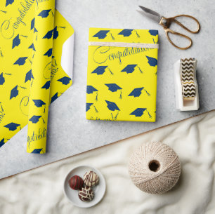 Congratulations blue graduation hat Wrapping Paper
