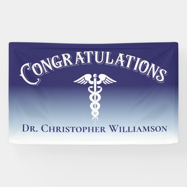 Congratulations Blue Medical Doctor Graduate Banner (Horizontal)