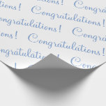 Congratulations Blue Script Wedding Baby Shower Wrapping Paper<br><div class="desc">Congratulations!  Blue paper for a wedding,  bridal shower,  baby shower,  promotion,  new baby boy,  etc.  Simple & sweet.</div>