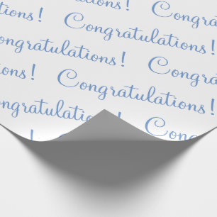 Congratulations Blue Script Wedding Baby Shower Wrapping Paper