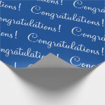 Congratulations Blue White Wrapping Paper<br><div class="desc">Congratulations! Blue & white gift wrap paper for a graduation, baby shower, promotion, new baby, etc. Simple & sweet.</div>