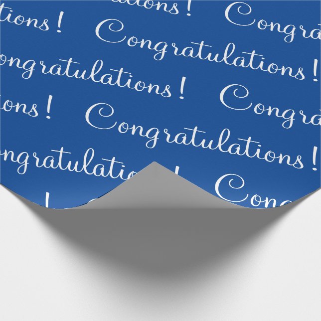 Congratulations Blue White  Wrapping Paper (Corner)
