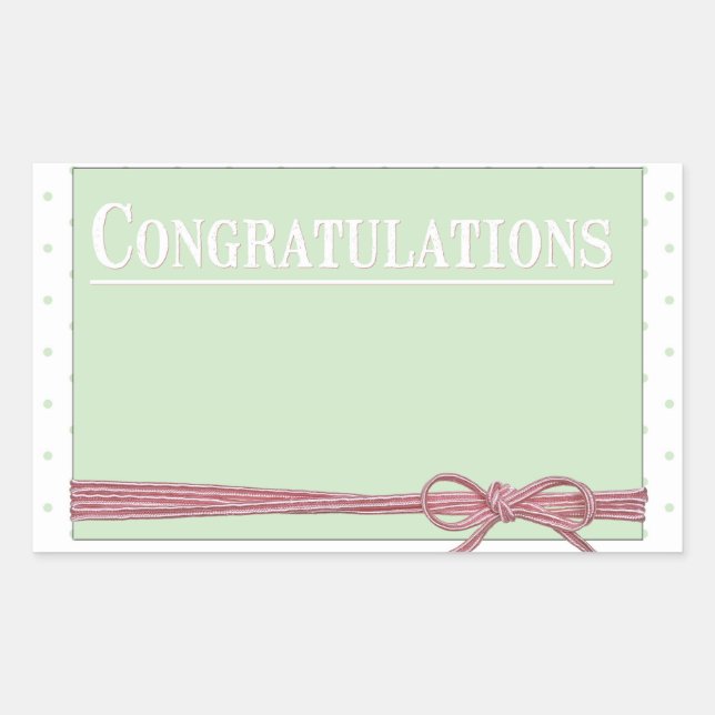 Congratulations Bow Tie Polka Dots Sticker (Front)