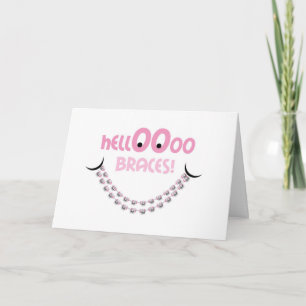 Congratulations Braces - Hello Braces Smile Pink Card