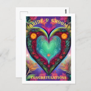 CONGRATULATIONS BRIDE AND GROOM POSTCARD